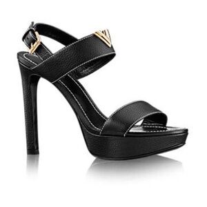 Louis Vuitton Black and Gold High Heel Sandals